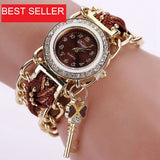 Fashion Ribbon Watches Luxury Crystal Key White Analog Quartz Watch For Ladies