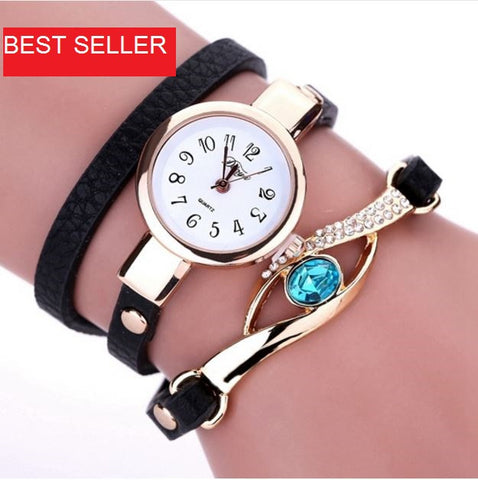 Women Gold Bracelet Watch Leather Quartz Wristwatches