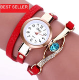 Women Gold Bracelet Watch Leather Quartz Wristwatches