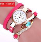 Women Gold Bracelet Watch Leather Quartz Wristwatches