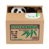 Automatic Stole Coin Piggy Bank Panda Yellow / White Cat Money Box