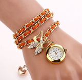 Handmade Braided Bracelet Wristwatch Round Quarzt Watch