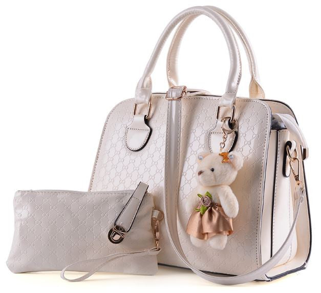 Fashion 2 Piece Handbag Set with Bear