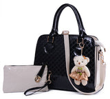 Fashion 2 Piece Handbag Set with Bear