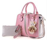 Fashion 2 Piece Handbag Set with Bear