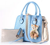 Fashion 2 Piece Handbag Set with Bear