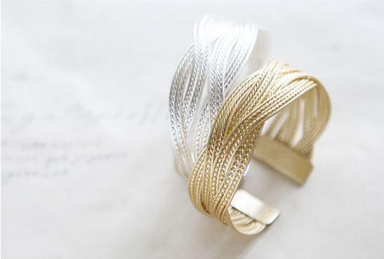 Knitted twisted metal rattan Bracelets & Bangles Femininas Alloy Wide Big Bangles