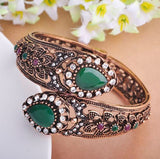 Antique Silver Plated Flower Design Jewelry Turkish Bangle