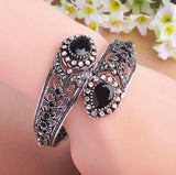 Antique Silver Plated Flower Design Jewelry Turkish Bangle