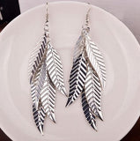 Multi-Layers Alloy Leaves Dangle Earrings Gold/Silver Plated Long Earrings