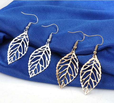 Hollow Leaf Dangle Earring Pierced Drop Earrings