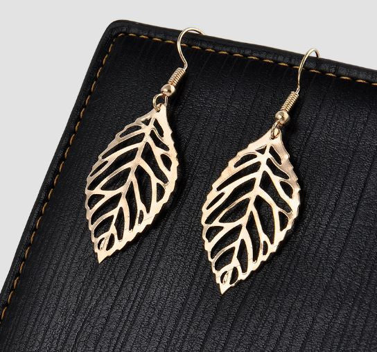 Hollow Leaf Dangle Earring Pierced Drop Earrings