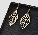 Hollow Leaf Dangle Earring Pierced Drop Earrings