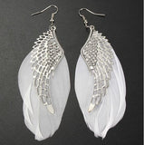 Angel Wing Feather Dangle Earring Chandelier Drop Long Earrings