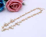 Gold Plated Inlaid With Imitation Diamond Short Choker Pearl Necklace