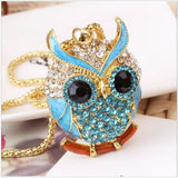 18K Gold Plated Crystal Cubic Zircon Diamond Owl Pendant Necklace