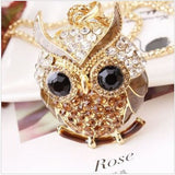 18K Gold Plated Crystal Cubic Zircon Diamond Owl Pendant Necklace