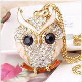 18K Gold Plated Crystal Cubic Zircon Diamond Owl Pendant Necklace