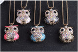 Long Necklace Vintage Crystal Cubic Zircon Diamond Owl Pendant Necklace