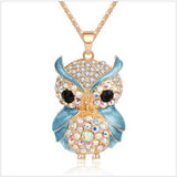 Long Necklace Vintage Crystal Cubic Zircon Diamond Owl Pendant Necklace