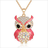 Long Necklace Vintage Crystal Cubic Zircon Diamond Owl Pendant Necklace