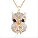 Long Necklace Vintage Crystal Cubic Zircon Diamond Owl Pendant Necklace