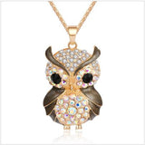 Long Necklace Vintage Crystal Cubic Zircon Diamond Owl Pendant Necklace