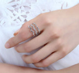 Women's Multi Layer Wave Zircon Open Ring