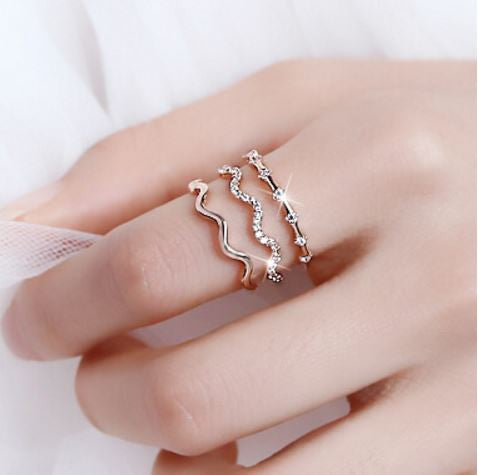 Women's Multi Layer Wave Zircon Open Ring