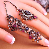 Adjustable Turkish Two Finger Hollow Out Flower Design Vintage Ring For Women