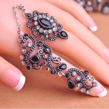 Adjustable Turkish Two Finger Hollow Out Flower Design Vintage Ring For Women