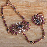 Bracelet Ring Set Vintage Antique Gold Plated Hand Chain Ring For Women