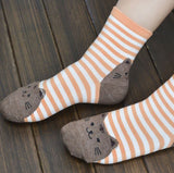 Colorful Cat Footprints Cotton Socks For Women