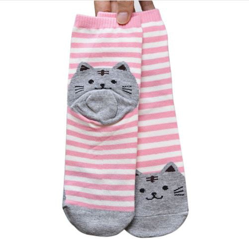 Colorful Cat Footprints Cotton Socks For Women