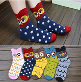 Colorful Owl Footprints Cotton Socks For Women