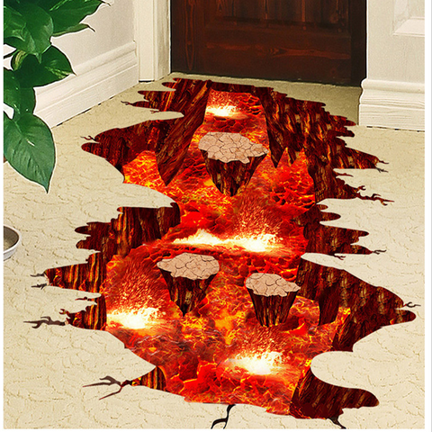 3D Volcanic Magma Crack Floor Stickers